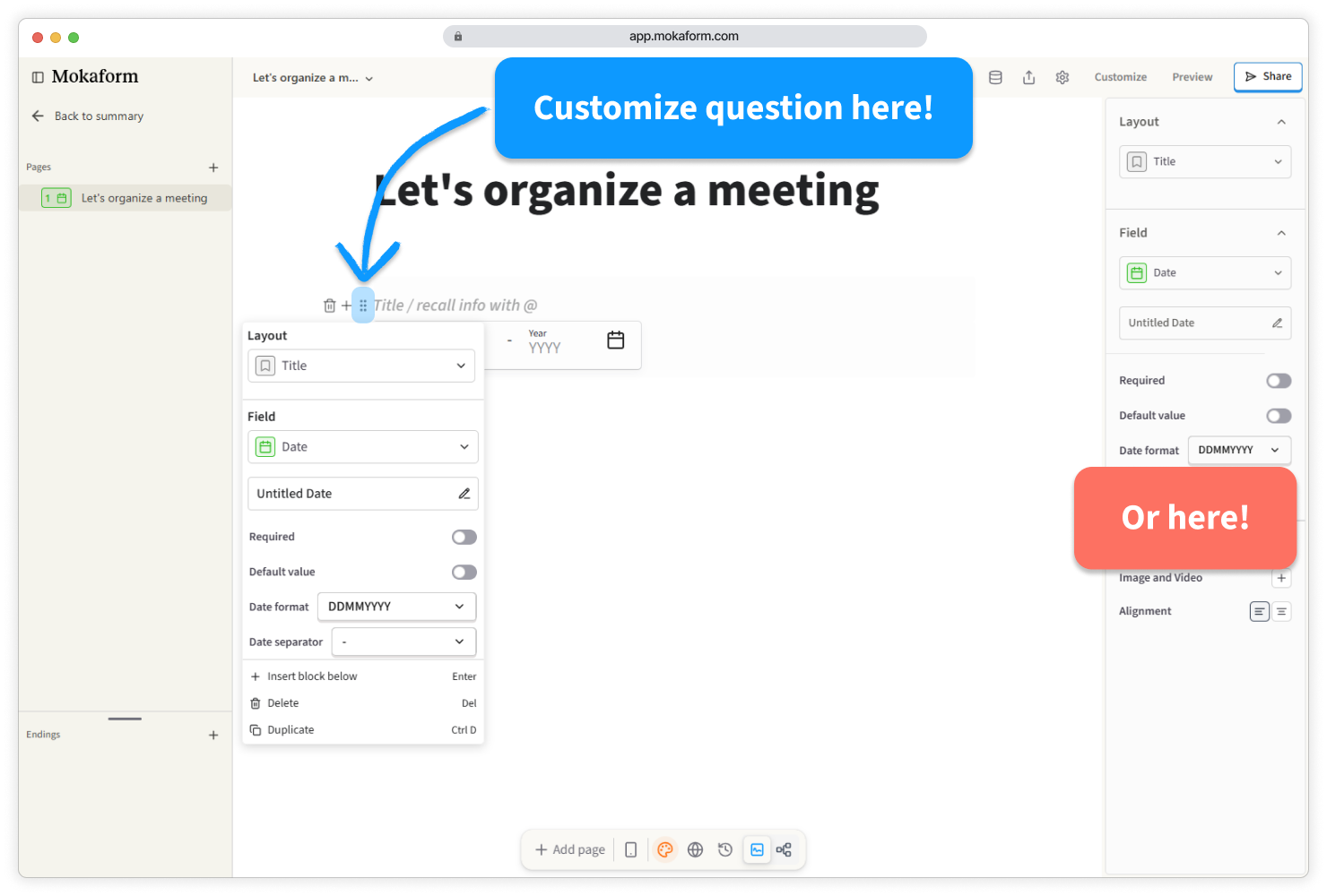 Customize a question
