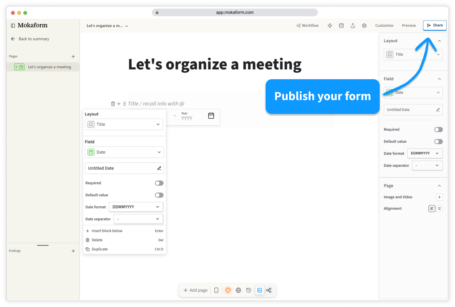 Publish your form
